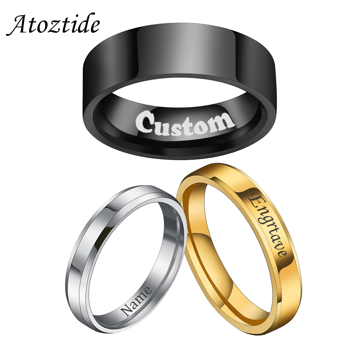 Wrap Ring Gold - Atoztide 4/6/8mm Personalizzato Incisione Nome Data