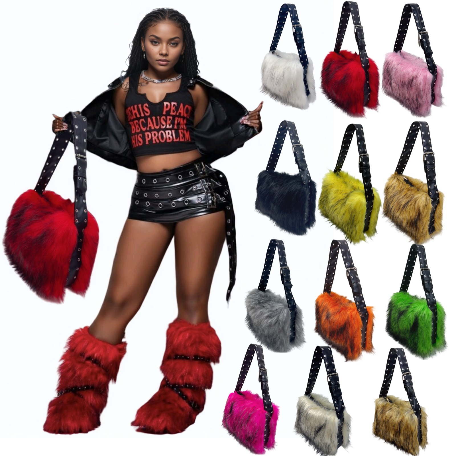 Women'S Y2K Accessories - Borsa da donna in pelliccia sintetica